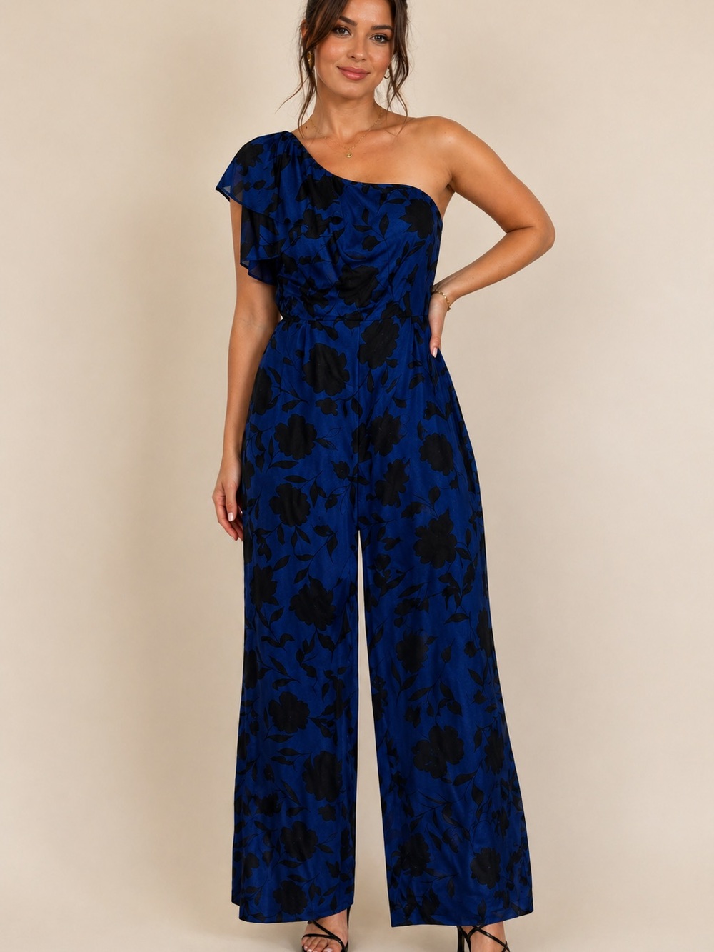 Kate Spade One-Shoulder Blue Floral Jumpsuit